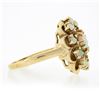 Image 5 : Estate Solid 14K Yellow Gold Round Cabochon Prong Set Opal Cluster Flower Ring