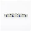 Image 4 : Vintage 18K Gold Diamond Sapphire Alternating Marquise Square Eternity Band Ring