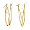 Image 3 : 14K Yellow Gold Polished Freeform Off Center 3D Open Tube Hoop Drop Earrings