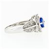 Image 5 : 18k White Gold Brilliant Tanzanite Solitaire w/ Diamond Halo Star Flower Ring