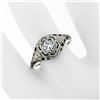 Image 3 : Antique Art Deco 18k Gold 0.26 ctw European Diamond Solitaire Etched Filigree Ri