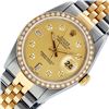 Image 2 : Rolex Mens Two Tone Yellow Gold And Stainless Steel Champagne Diamond 36MM Datej