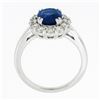 Image 8 : NEW 18k White Gold 3.39 ctw SSEF Oval Sapphire & Diamond Halo Engagement Ring