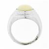 Image 8 : Unisex Vintage 14k White Gold Bezel Set Oval Opal Solitaire Tiered Dome Ring