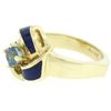 Image 5 : Vintage 14K Yellow Gold FINE Aquamarine & Blue Enamel Trinity Knot Cocktail Ring
