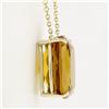 Image 3 : NEW 14k Gold 27.5 ctw Cushion Cut Orange Citrine Solitaire 18.5" Pendant Necklac