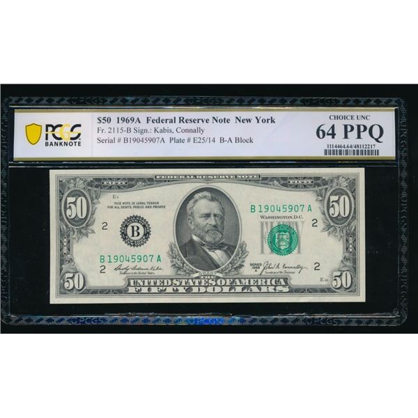 1969A $50 New York FRN PCGS 64PPQ
