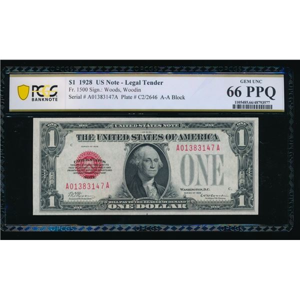 1928 $1 Legal Tender Note PCGS 66PPQ