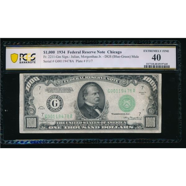 1934 $1000 Chicago FRN PCGS 40