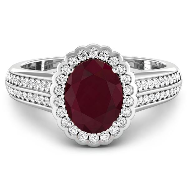 14KT White Gold 2.3ct Ruby and Diamond Ring