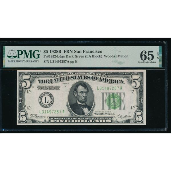 1928B $5 San Francisco FRN PMG 65EPQ