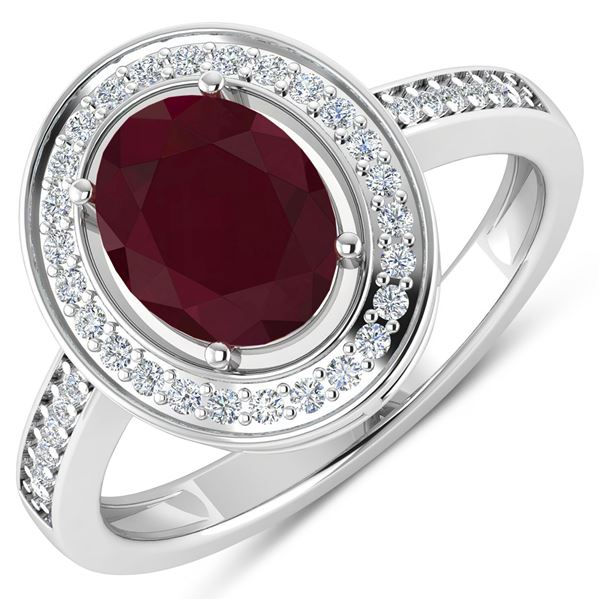 14KT White Gold 2.3ctw Ruby and Diamond Ring