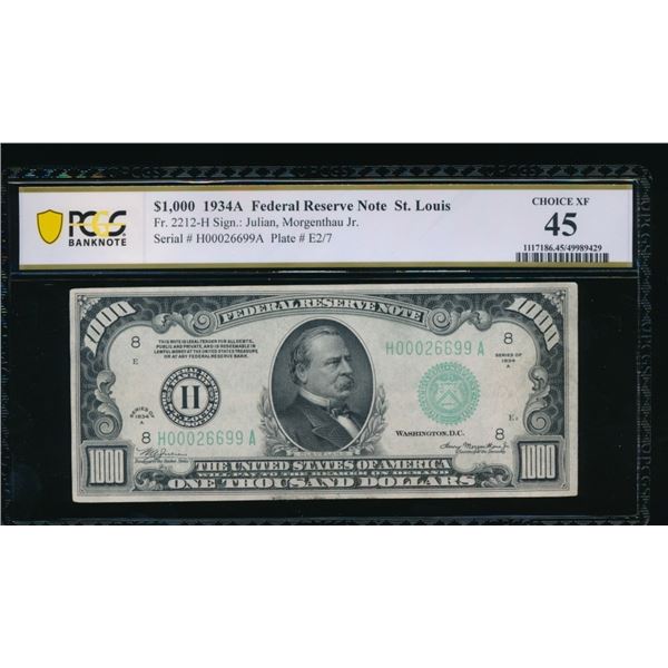 1934 $1000 St Louis FRN PCGS 45