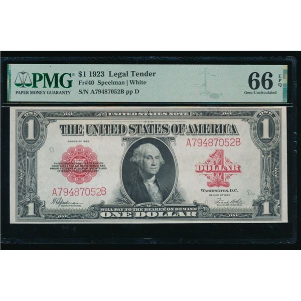 1923 $1 Legal Tender Note PMG 66EPQ