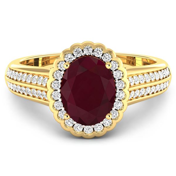 14KT Yellow Gold 2.3ct Ruby and Diamond Ring