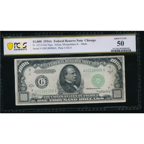 1934A $1000 Chicago FRN PCGS 50