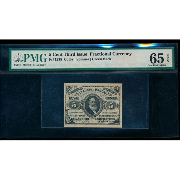 5 Cent Third Issue Fractional PMG 65EPQ