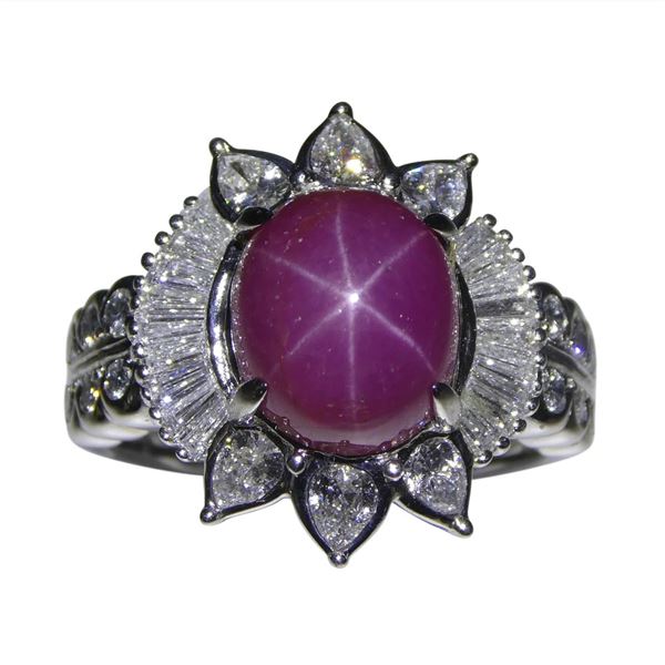 GIA Certified 4.60 Ct Red Star Ruby Ring