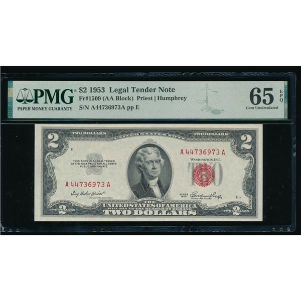 1953 $2 Legal Tender Note PMG 65EPQ