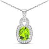 Image 1 : 14KT White Gold 2ctw Peridot and Diamond Pendant