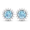 Image 1 : 14KT White Gold 1.3ctw Aquamarine and Diamond Earrings