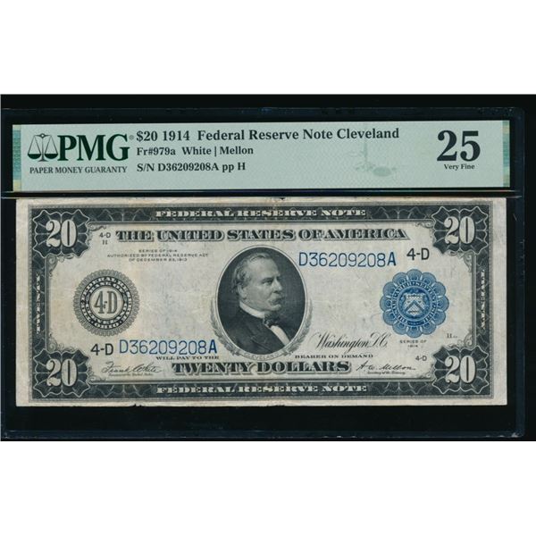 1914 $20 Cleveland FRN PMG 25