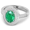Image 3 : 14KT White Gold 1.53ctw Zambian Emerald and Diamond Ring