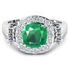 Image 2 : 14KT White Gold 2.07ct Zambian Emerald and Diamond Ring