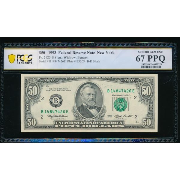 1993 $50 New York FRN PCGS 67PPQ