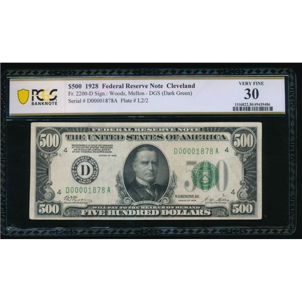 1928 $500 Cleveland FRN PCGS 30