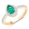 Image 2 : 14KT Yellow Gold 0.88ctw Zambian Emerald and White Diamond Ring