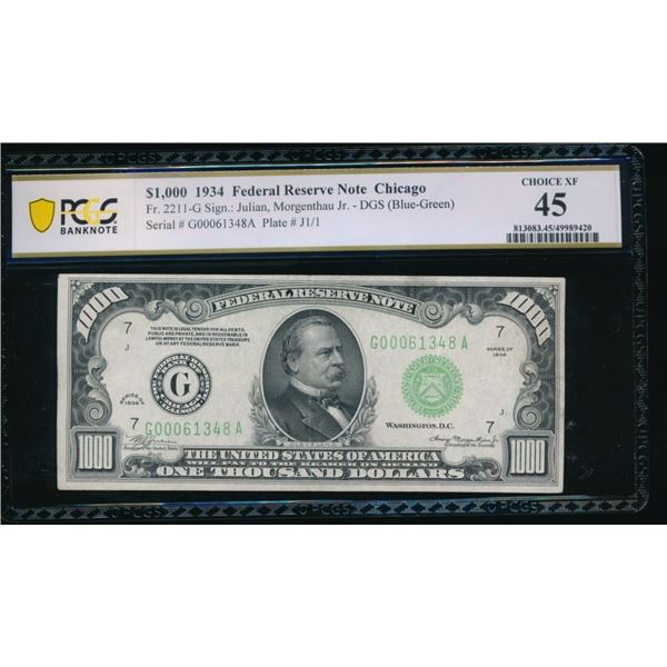 1934 $1000 Chicago FRN PCGS 45