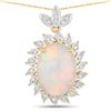 Image 1 : 14KT Yellow Gold 6.17ct Opal and Diamond Pendant with Chain
