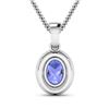 Image 3 : 14KT White Gold 1.09ct Tanzanite and Diamond Pendant with Chain
