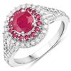 Image 1 : 14KT White Gold 1.95ctw Ruby and White Diamond Ring