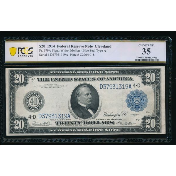 1914 $20 Cleveland FRN PCGS 35