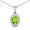 Image 1 : 14KT White Gold 1.05ct Peridot and Diamond Pendant with Chain