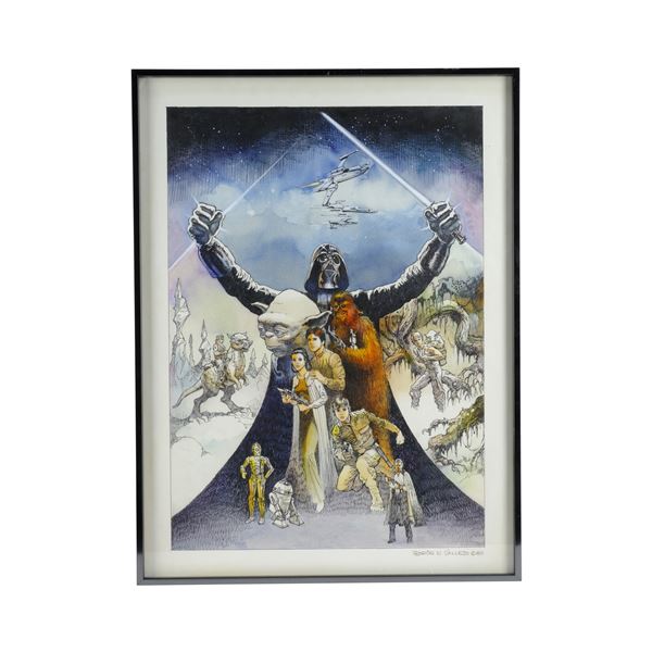 406. William Plumb Collection: Framed Hand-Drawn Boris Vallejo Character Montage Poster Comp ### STA