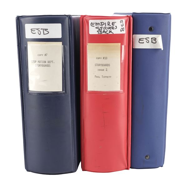 410. Phil Tippett Collection: Set of Three Printed Storyboard Binders with Handwritten Annotations #