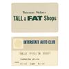 Image 1 : 536. Thornton Melon's (Rodney Dangerfield) Credit Card and "Tall and Fat Shop" Business Card ### BAC