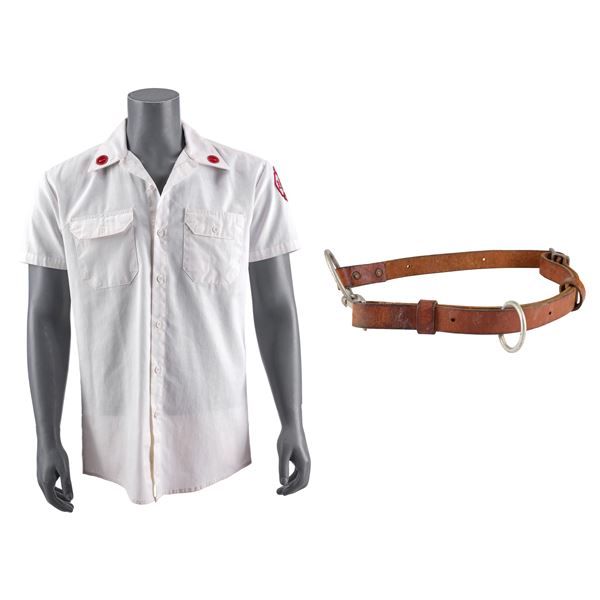 550. Lieutenant Stephen "Bull" McCaffrey's (Kurt Russell) Chicago Fire Department Shirt and Tool Bel