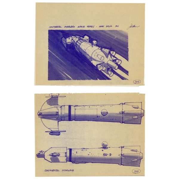 594. Pair of Printed Joe Johnston Continental Starways Concept Artwork Dyelines ### BATTLESTAR GALAC