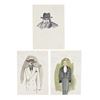 Image 1 : 1004. Set of Three Anthony Powell Hand-Drawn and Colored Costume Design Artwork ### INDIANA JONES AN