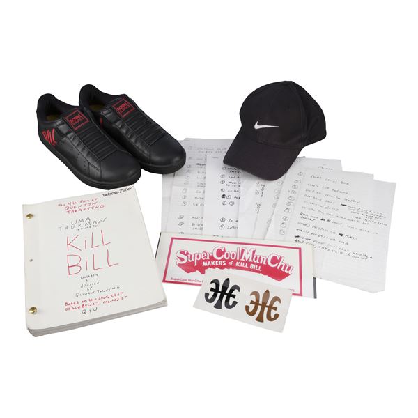 1059. Set of Printed Quentin Tarantino Production Notes with Annotated Script, Crew Placard, Crew Ha