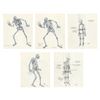 Image 1 : 1216. Set of Five Hand-Drawn Larry Nikolai Freddy Puppet and Skeleton Concept Sketches ### NIGHTMARE