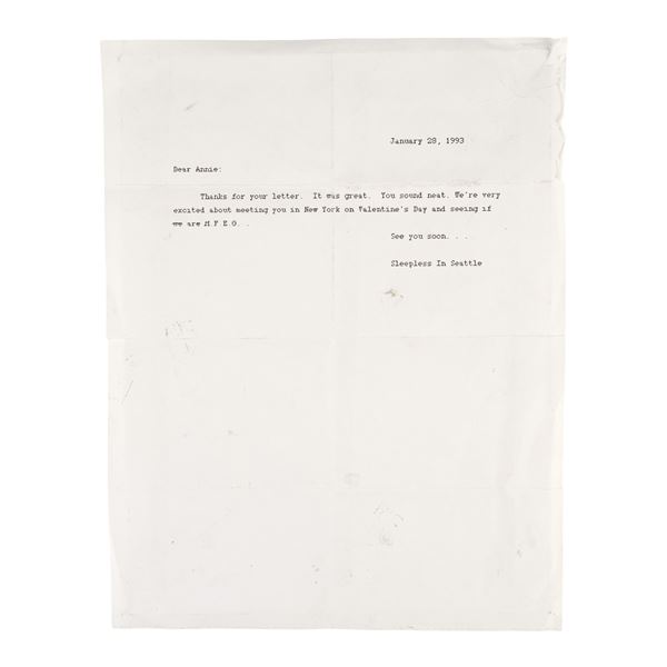 1371. Jonah Baldwin's (Ross Malinger) Letter to Annie Reed (Meg Ryan) ### SLEEPLESS IN SEATTLE (1993