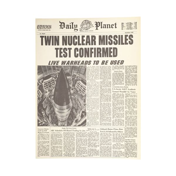 1774. Pair of Daily Planet Newspaper Covers ### SUPERMAN (1978)/SUPERMAN II (1980)