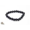 Image 1 : #165- NATURAL BLACK OBSIDIAN BEAD BRACELET 7.5"