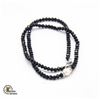Image 1 : #26- NATURAL BLACK AGATE  ,PEARL NECKLACE 18"