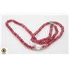 Image 1 : #06- NATURAL RED JADE ,PEARL  NECKLACE 18"